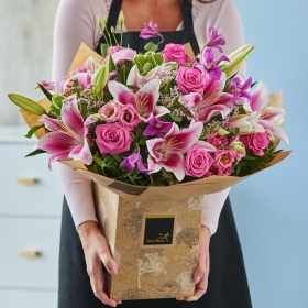 Pretty Pink Rose and Lily Bouquet