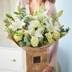 White Rose and Lily Bouquet